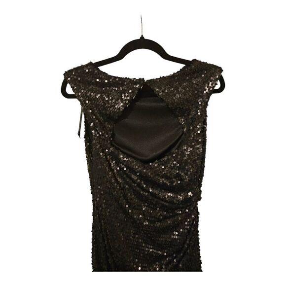 DAVID MEISTER Black Sequin Open Back Dress - Size 2 - Picture 4 of 10